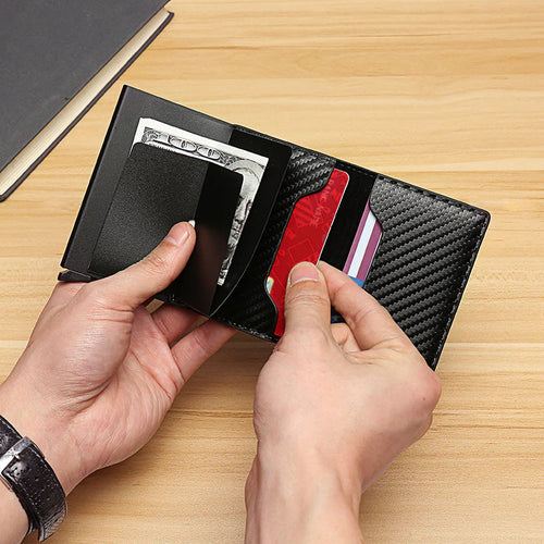 Rfid Carbon Fiber Men'S Wallet Card Bag Men'S Wallet Short Foreign Trade Multi Functional Wallet Wallet Wallet Men'S Wallet